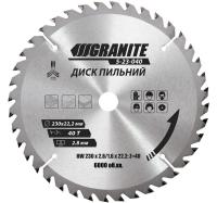Диск пильний GRANITE для дерева з твердосплавними напайками 230х22.2х40Т 8000 об/хв 