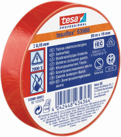 Стрічка для електроізоляції 7000V ELECTRICAL TAPE Червона 10м х15мм ТМ "TESA" 250/10