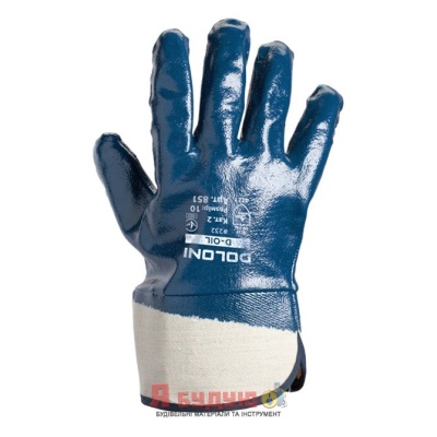 Рукавиці трикотажні D-OIL робочі нітрилові, повний облив (манжети-краги) арт.851