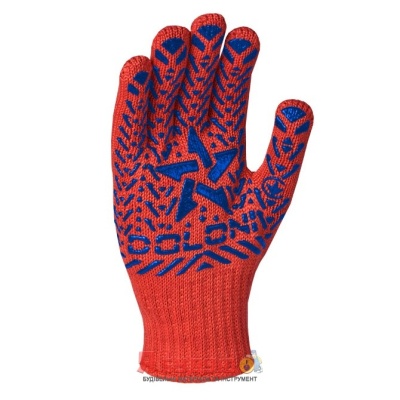 Рукавиці трикотажні червоні з пвх Зірка  7 клас 12 розмір арт. 5640