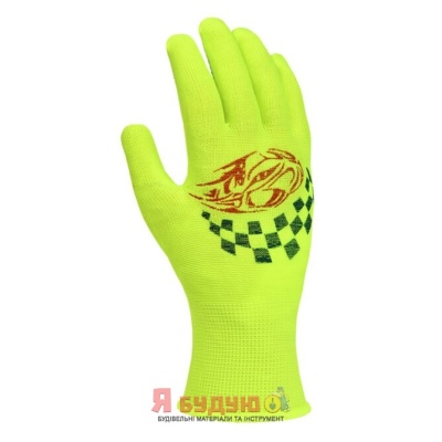 Рукавиці жовті з 2-х стороннім чорним ПВХ малюн "Авто" 13 клас  арт. 4110
