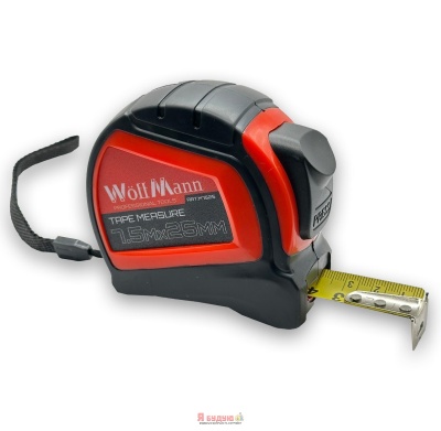 Рулетка АВТОСТОП прорезинений корпус 7.5м*25мм "WoffMann"