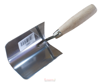 Кельма кутова напівкругла нержавіюча 120мм внутрішня ручка Дерев'яна