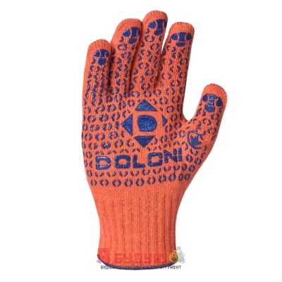 Рукавиці трикотажні з ПВХ малюнком Універсал помаранчеві арт.526