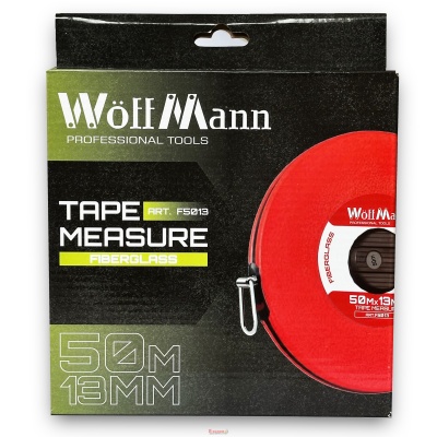 Рулетка скловолоконне полотно пластмасовий корпус 50м*13мм "WoffMann"