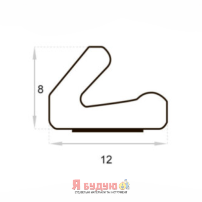 Ущільнювач поліуретановий "V" 12х8 профіль 600м Чорний