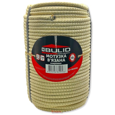 Мотузка в'язана 8мм 100м ковровка асорті TM "BULID"