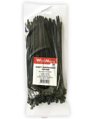 Хомут нейлоновий 4*150 чорний б/с (п 100 шт.)"WoffMann"