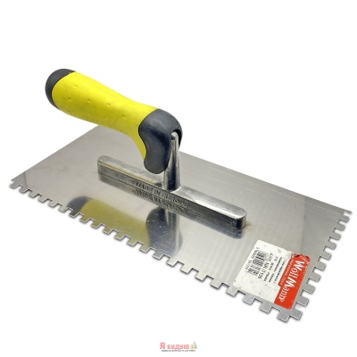 Терка нержавіюча з алюмінієвою ніжкою зуб 6х6 ручка гумова