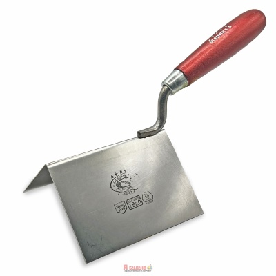 Кельма нержавіюча сталь кутова 75х110мм зовнішня ручка Дерев'яна OLEJNIK