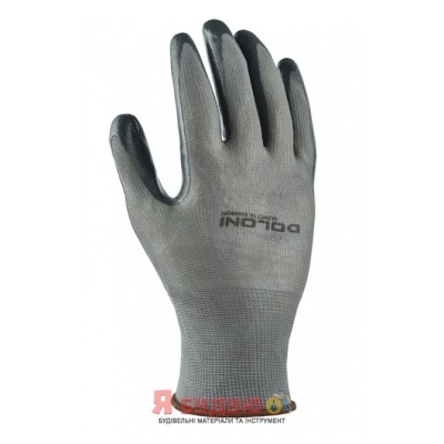 Рукавиці трикотажні D-OIL з нітриловим покриттям, неповний облив, сірий розмір 9 арт.5101