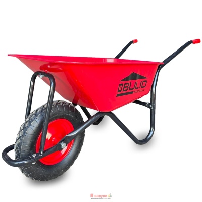 Тачка 1-о колесна d400мм 100л 180кг оцин (буд. проф.) ПНЕВМО КОЛЕСО 4.00-8A RED/BLACK ТМ "BULID"
