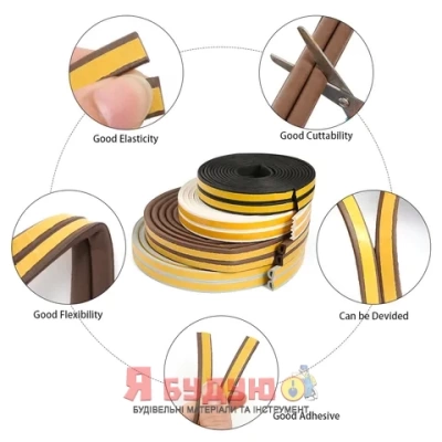 Ущільнювач D 14х12 профіль 40 м. Коричневий