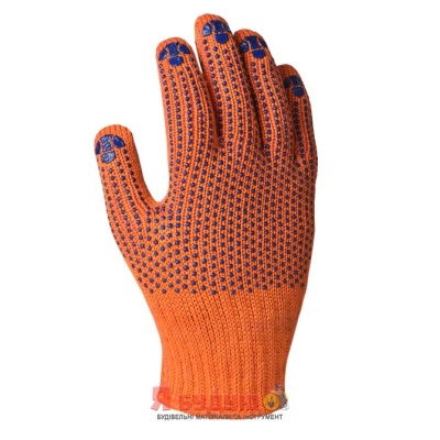 Рукавиці трикотажні з 2-х сторін ПВХ Стандарт оранжеві арт.584