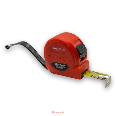 Рулетка пластмасовий корпус 3м*16мм "WoffMann"