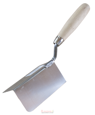 Кельма кутова нержавіюча зовнішня 80х60мм ручка Дерев'яна