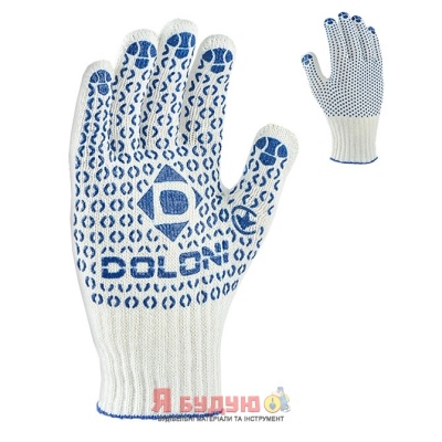 Рукавиці трикотажні робочі білосніжні з 2-х сторон. ПВХ  Універсал 10 клас арт.880
