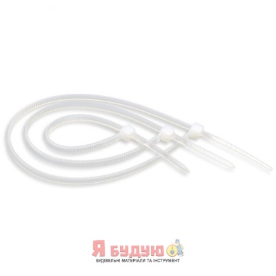 Хомут нейлоновий 5*250 білий б/с (п 100 шт.)"WoffMann"