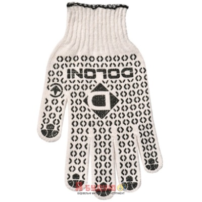 Рукавиці трикотажні робочі білі з чорним ПВХ Універсал 10 клас арт.10318