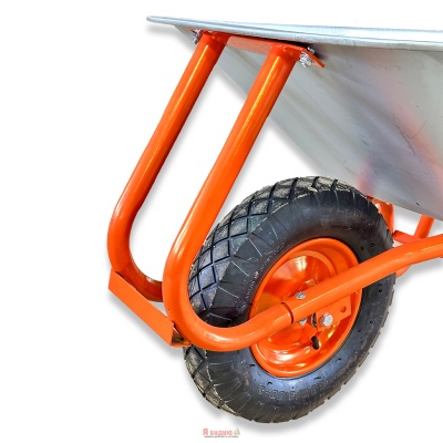 Тачка 1-о колесна d400мм 100л 180кг оцин (буд. проф.) ПНЕВМО КОЛЕСО 3.50-8 оранж рама ТМ "BULID"