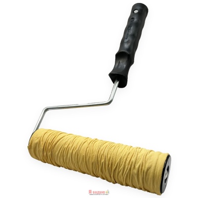 Валик з ручкою d8мм структурний шкіряний жовтий 200мм OLEJNIK (46126)