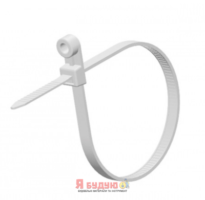 Хомут нейлоновий з кріпленням 4*150 білий б/с (п 100 шт.)"WoffMann"