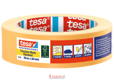 Професійна малярна стрічка Precision Mask Std, 3мкм 50м х 30мм ТМ "TESA" 30/5