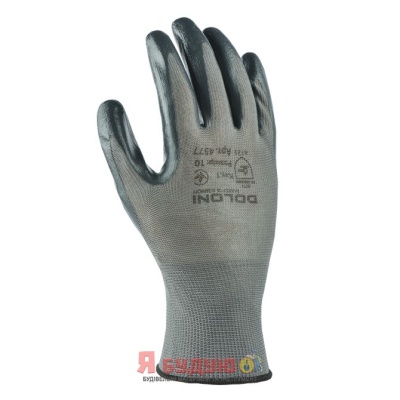 Рукавиці трикотажні D-OIL з нітриловим покриттям, неповний облив, сірий розмір 10 арт.4577