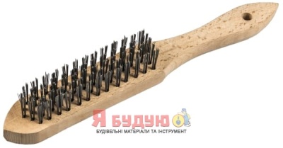 Ручна щітка з дерев’яним корпусом 4 ряди 125 x 25 x 290 mm дерев'яна ручка 0,3 нержавіюча сталь