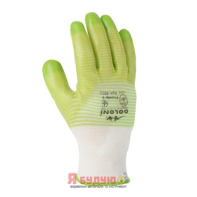 Рукавиці трикотажні D-RESIST зелені з ПВХ-покриттям, непов облив, розмір 9 арт.4552