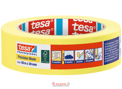 Малярна стрічка для чітких країв PLUS 50м х 30мм жовта ТМ "TESA" 30/5